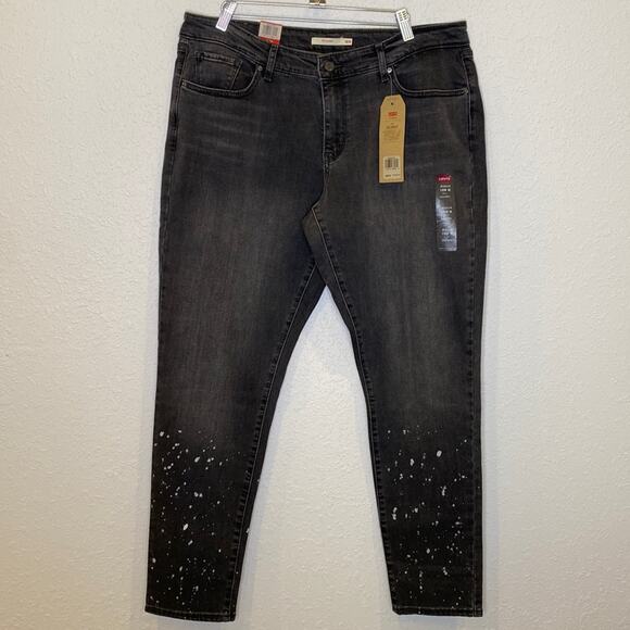 Levi’s 711 Skinny Gray Denim Jean w/Bleach Splatter Mid Rise Slim Fit NWT Sz18WM - Picture 1 of 14